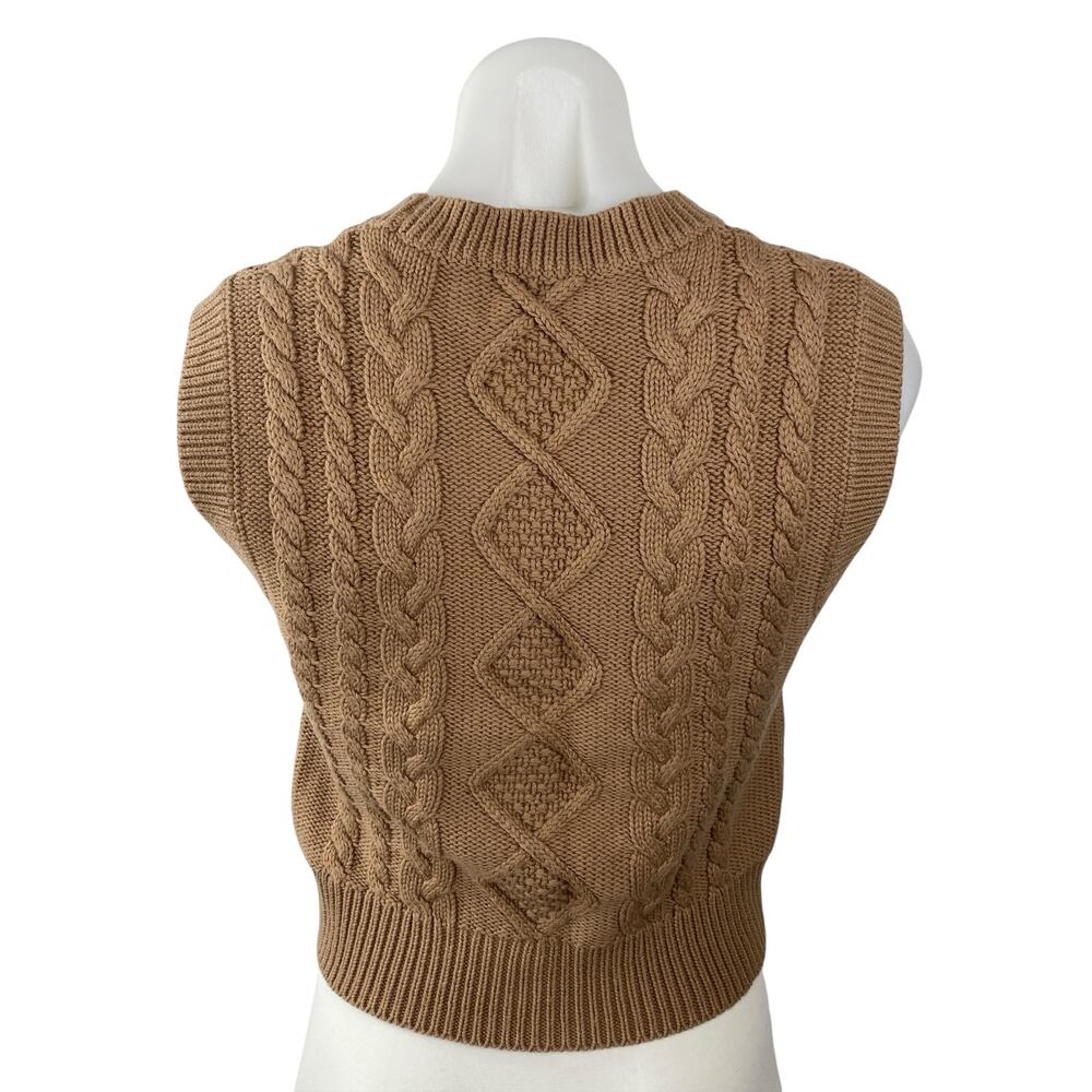 Aritzia Wilfred Women's Tan Wool Cable Knit Sleeveless Sweater Vest Top Size XS - Picture 4 of 6